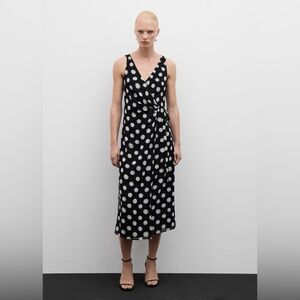 Mango black cross dress with polka dots NWT